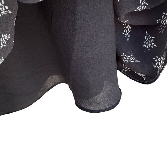 Max Studio Black Boho Long-Sleeve Lace-Up Floral Print Ruffle Trim Tassel Dress - Picture 10 of 14